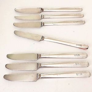 Collectable WW II USN US Navy Butter Knives Silver-plated Marked WA Vintage